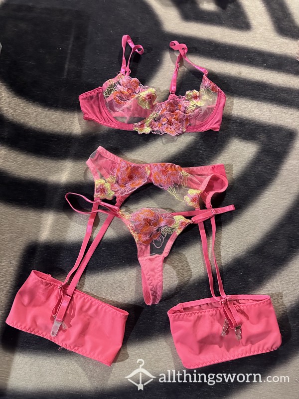 5pc Hotpink W/ Floral Set Small