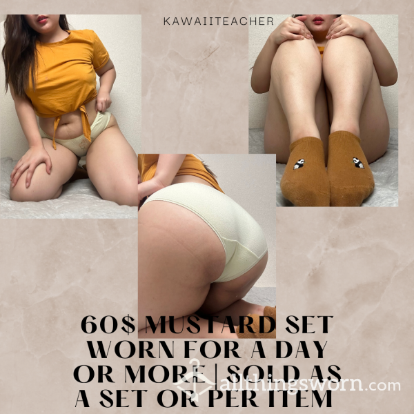 💛SOLD💛 60$ Mustard Set Worn For A Day Or More (SOCKS AVAILABLE)