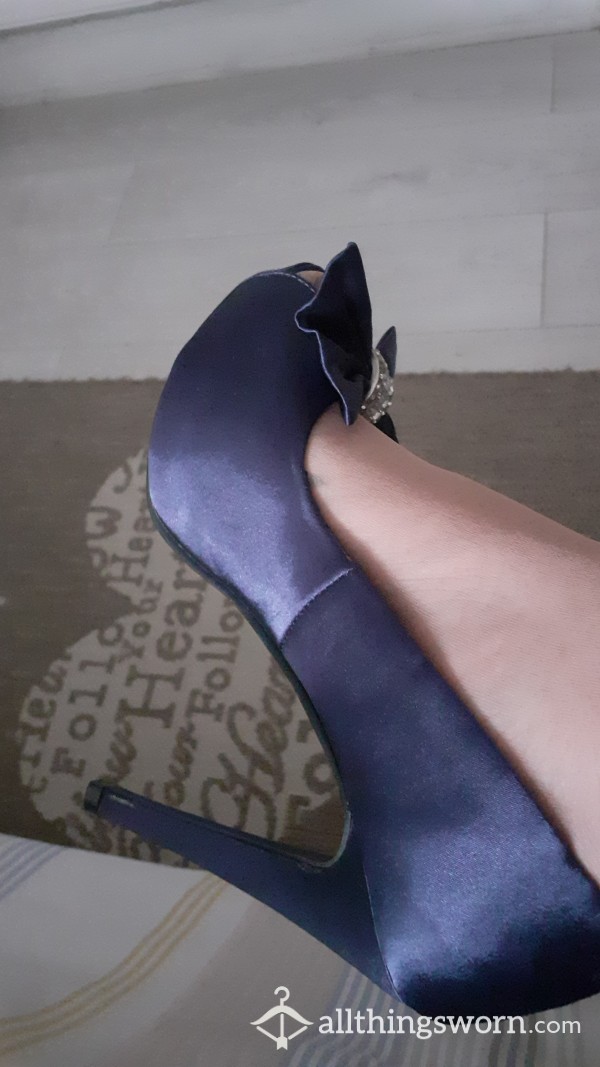 6ins Velvet Electric Blue Heels