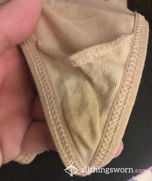 72 Hr Wear Nude Bow Gstring Thongs. Crusted And Well Scented!💋 Size L