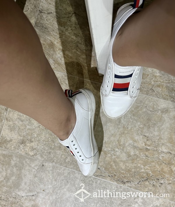 8.5 Tommy Hilfiger White Slip In Shoes.