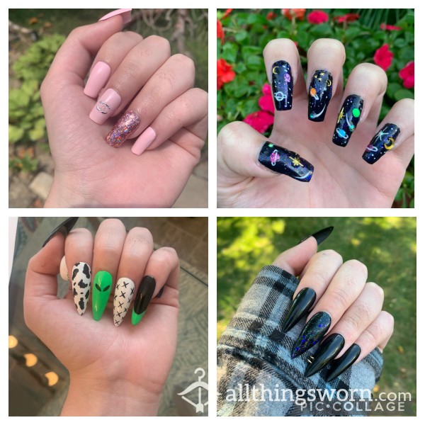 A Month’s Worth Of My Hand-painted Reusable Fake Nails