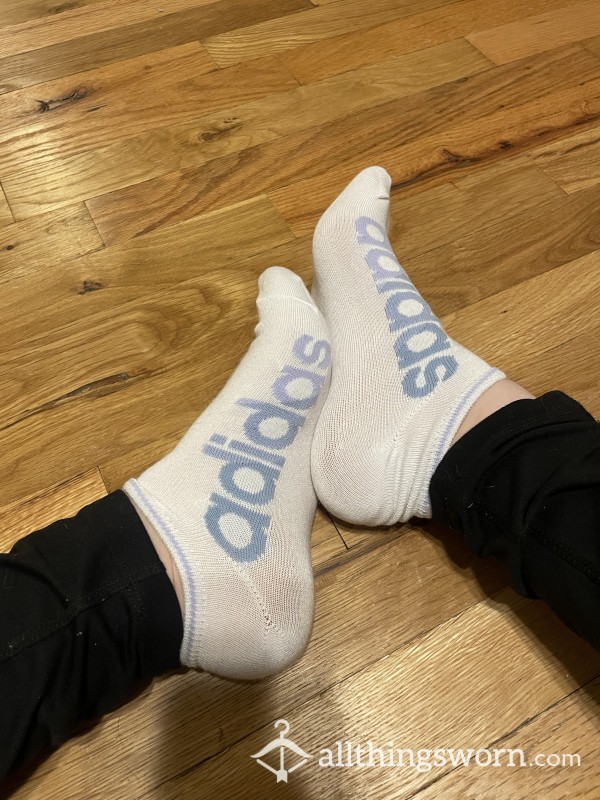 Adidas Ankle Socks White W/ Blue Ombré Logo