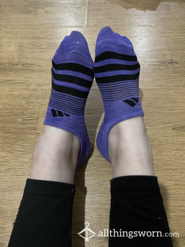 Adidas Purple & Black Stripe Ped Socks