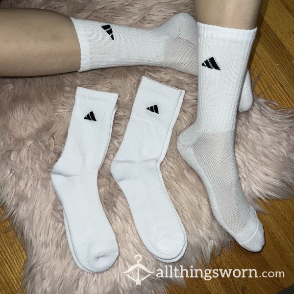 Adidas White Workout Socks Long Crew