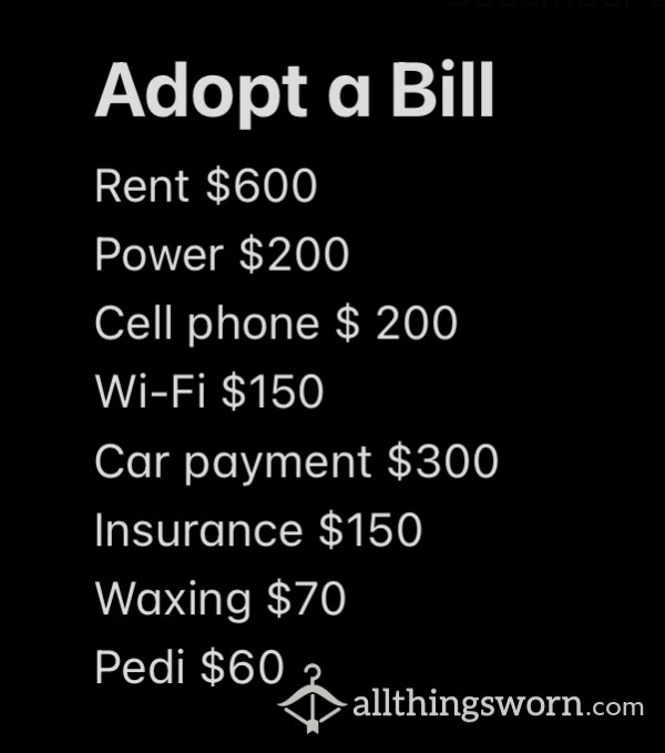 Adopt A Bill. 💰💰BE REWARDED💰💰