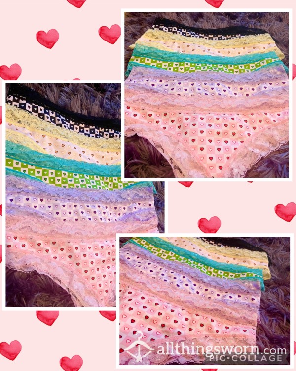 Adorable Soft Cotton Cheekies With Lace Trim And Heart Print 😍💖