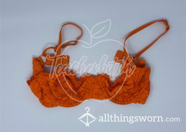 Aerie Orange Beach Daze Lace Unlined Bra (34A) | Add A Pair Of 24Hr Panties For Only $5 More