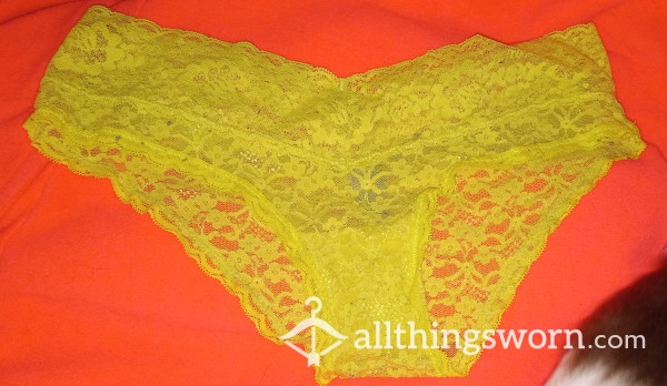 Aerie Size Small Yellow Lace Panties.  Older With Small Stains.