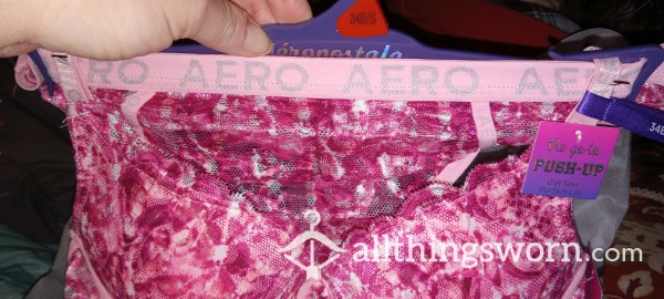 Aeropostale Pink Pattern Push-up Bra And Thong Set.  Size S/34B