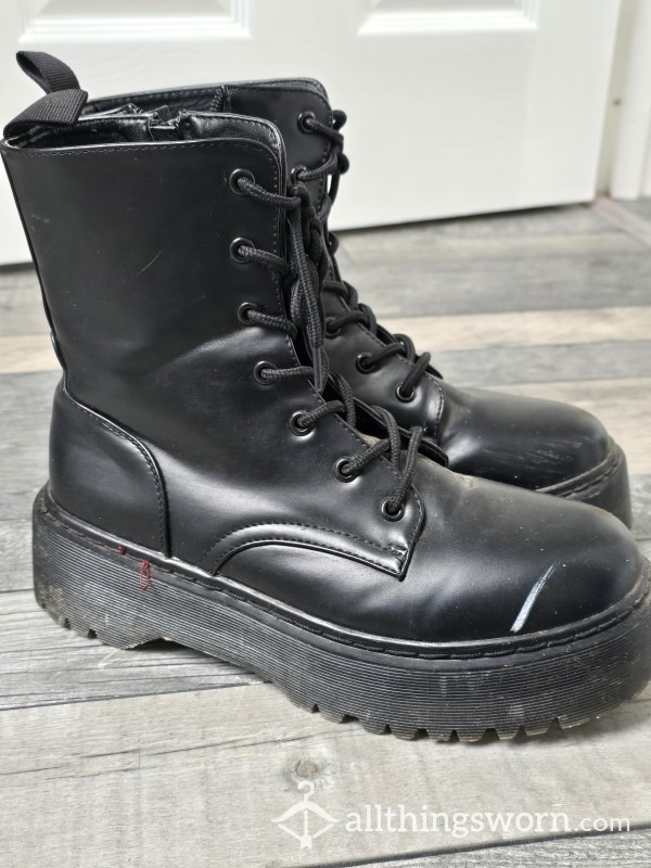 Alex's Worn Black Stompy Dominatrix DM Type Boot  For Foot Fetish Lovers