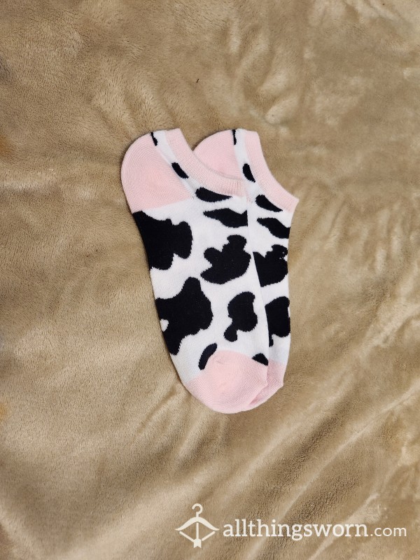 Worn Cute Cow Socks