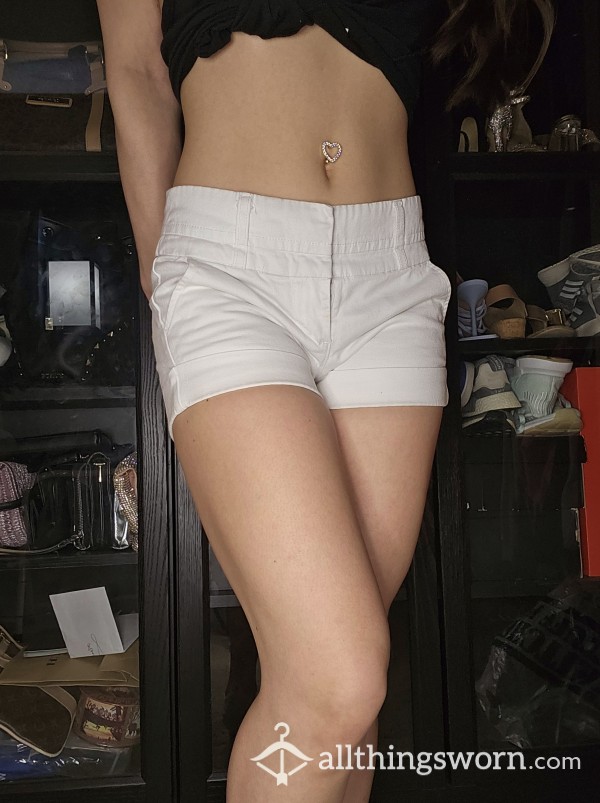 All White Booty Short Shorts Well Worn Thick Thighs Asian Japanese Petite Model