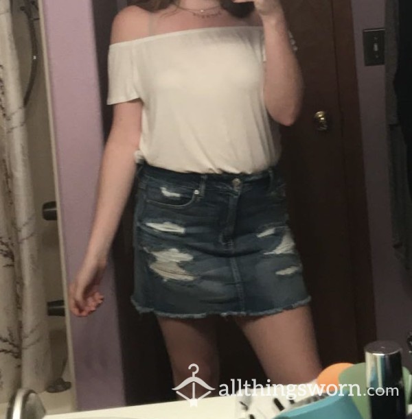 American Eagle Ripped Jean Skirt