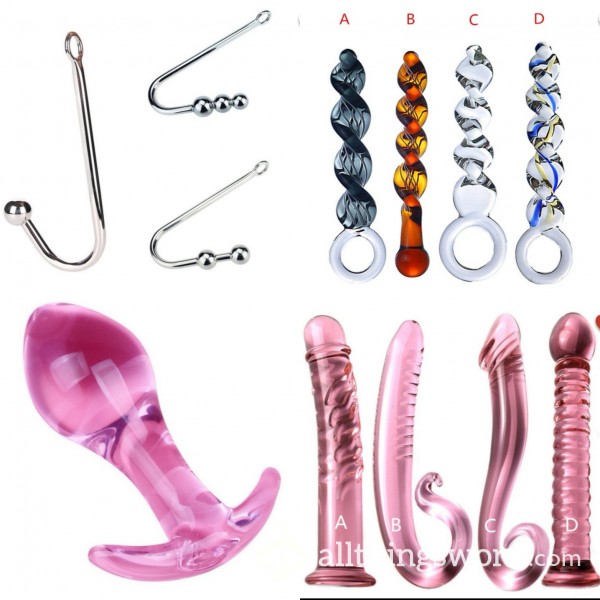 Anal Hook, Glass Dildos, Glass Butt Plug, G-Spot Stimulator, Glass Anal Beads.