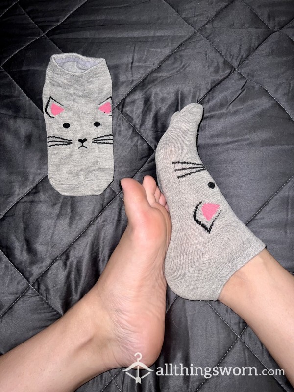 Ankle - Cute Cat Socks - Gray