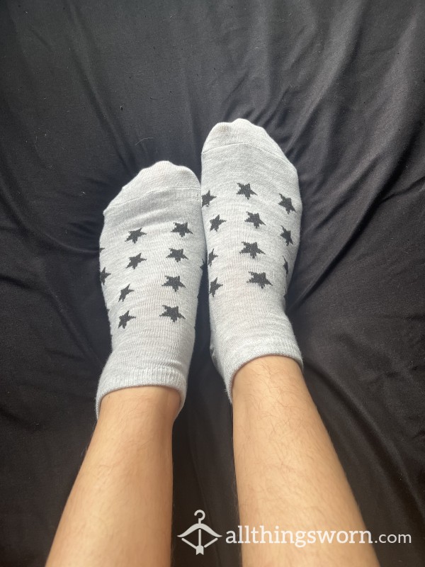 Ankle Socks Gray With Black Stars