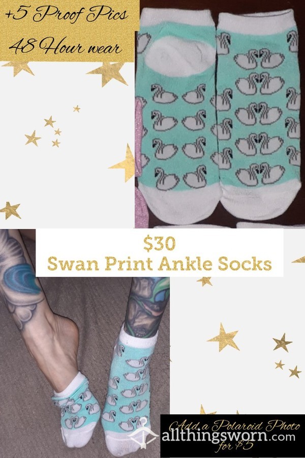 Ankle Socks - Pastel Swan Print
