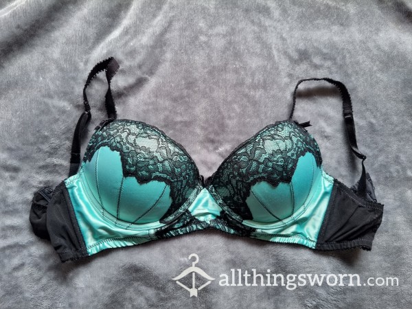 **FINAL CLEARANCE - MUST GO** Ann Summers Mint Green & Black Push-Up Bra | Size 36C | 3 Days Wear | Includes Lifetime Access To My Boobies Folder - SALE PRICE From £15.00
