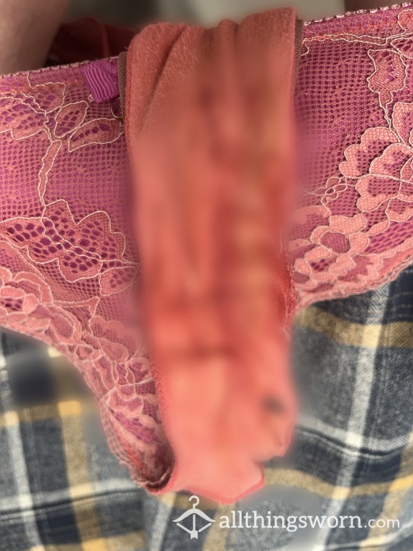 Ann Summers Old Well Worn Bleached Cum Stain Pink Panties