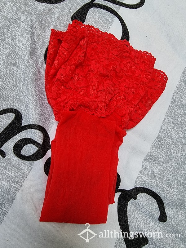 Anne Summers Red Stockings With Lace