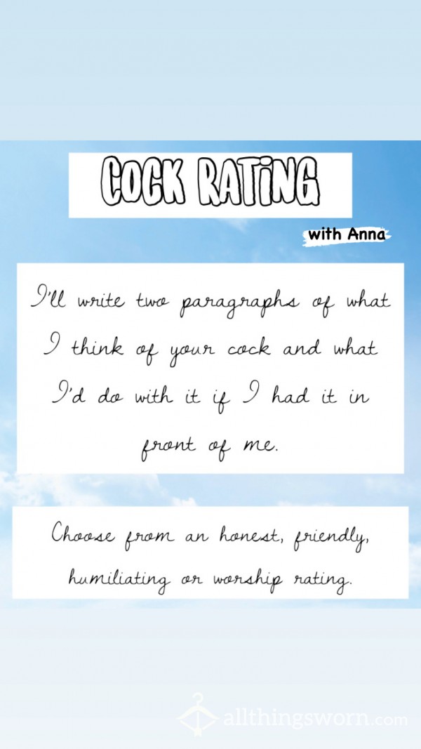 Anna Rates Your Cock (2 Paragraphs)