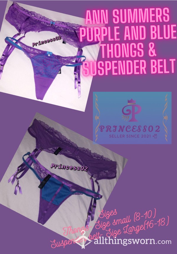 AS Purple And Blue Thong& Suspender Belt💜💙