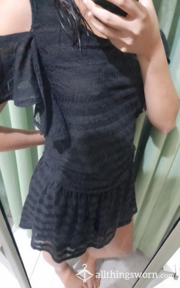 Asian Cute Black Lace Dress