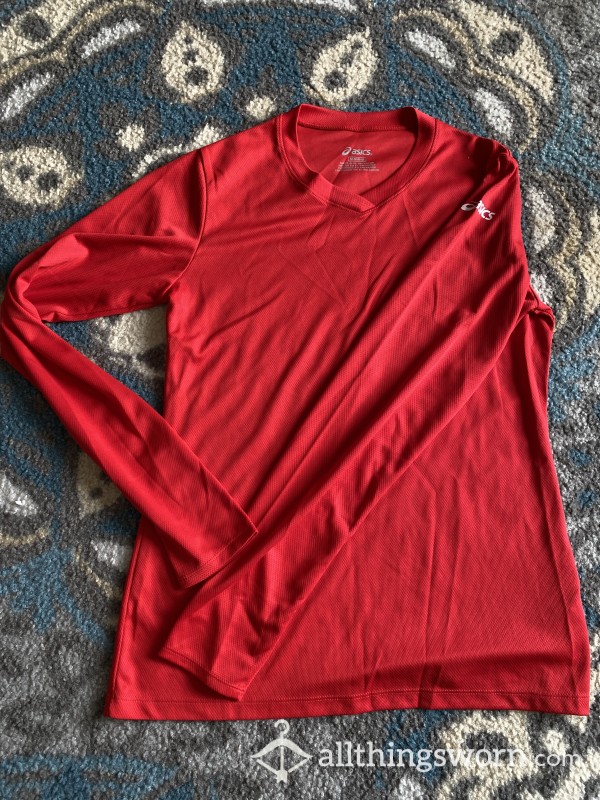 Price Reduction ‼️ Asics Long Sleeve Red Gym Shirt Ready To Get Sweaty!