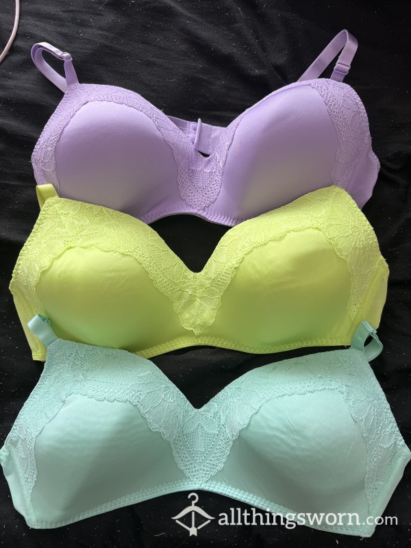 Assorted Worn Neon/pastel Bras, Wear Requests Available😈