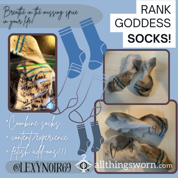 #B Socks: 5 Day Filthy Rank Stenchy Super Dirty Soles W/ Traces Of Leathery Boot Smell (White Ankle Socks W/Sky Blue Stripes