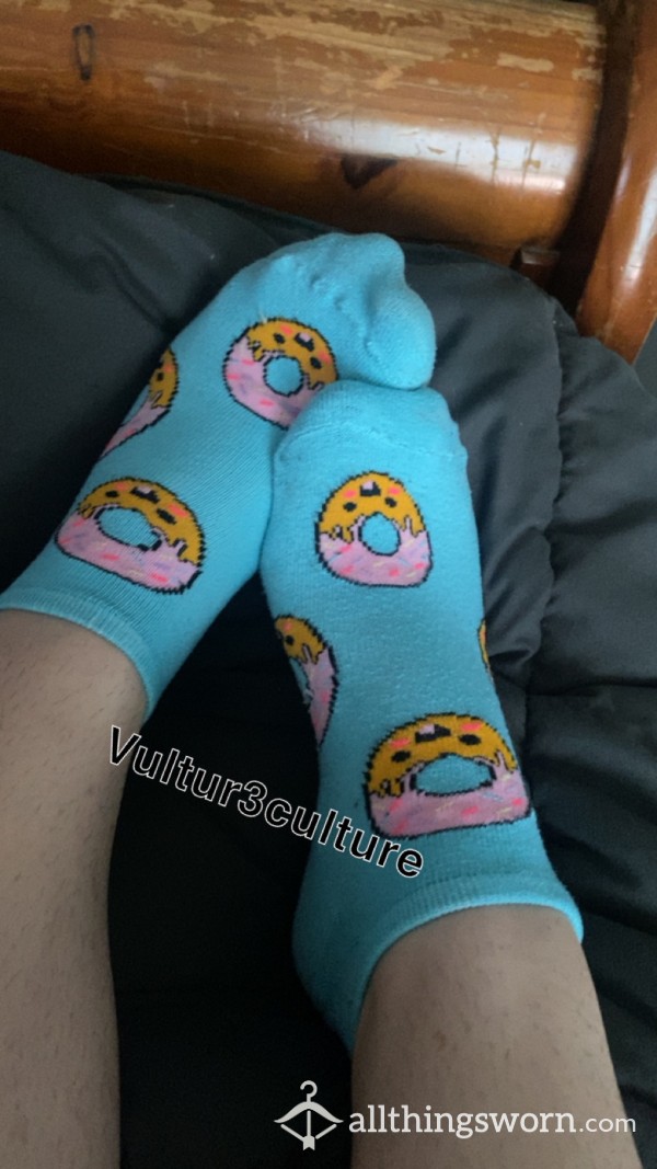 Baby Blue Cartoon Donut Ankle Socks