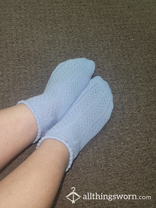 Baby Blue Crochet Style Ankle Socks 💙