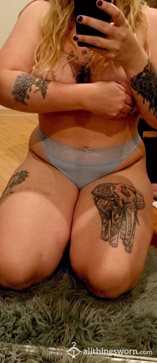 Baby Blue Lace/Silk Thong