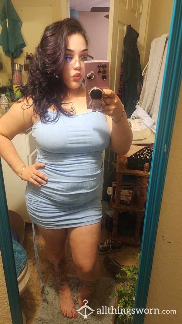Baby Blue Ruched Dress