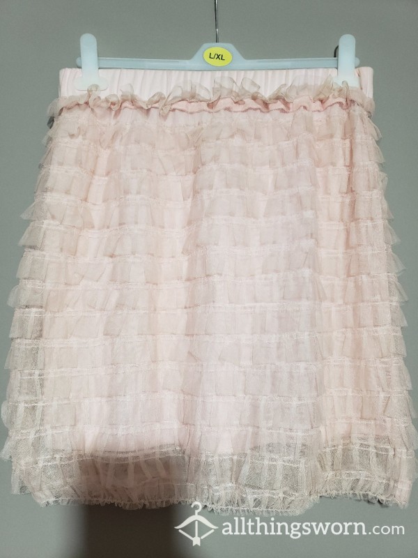 Baby Pink Fuffled Mini Skirt *wellworn*