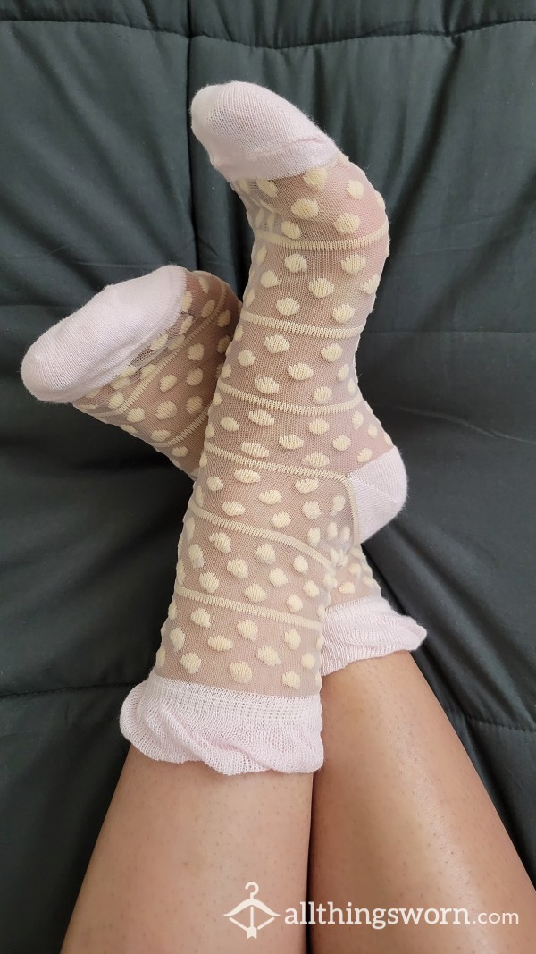 Baby Pink Mesh Crew Socks