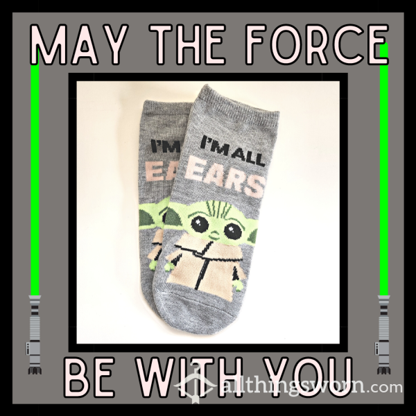 Baby Yoda/Grogu Grey Ankle Socks -- 1 Week Wear