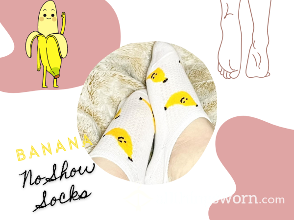 Banana No Show White Socks