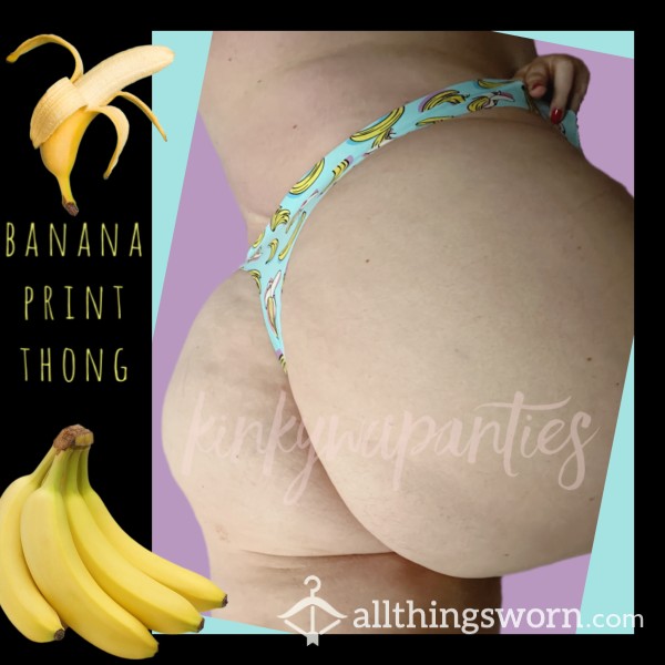 Banana Print Blue Thong - Includes 48-hour Wear & U.S. Shipping