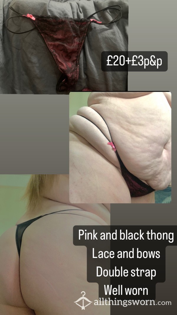 BBW Sexy Pink And Black Thong 🌸😈