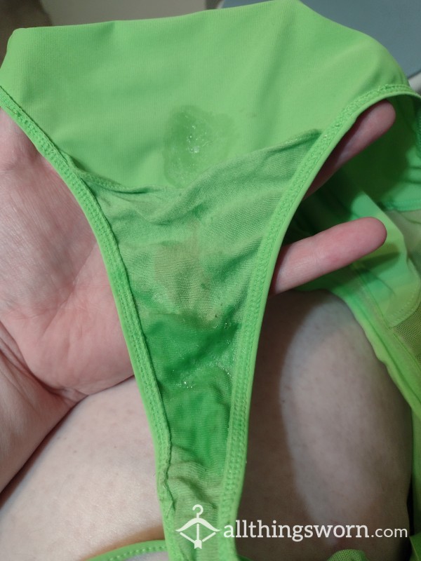 BBW Worn Thong 3XL Exxxtra Wet Juicy Pussy, Color Green