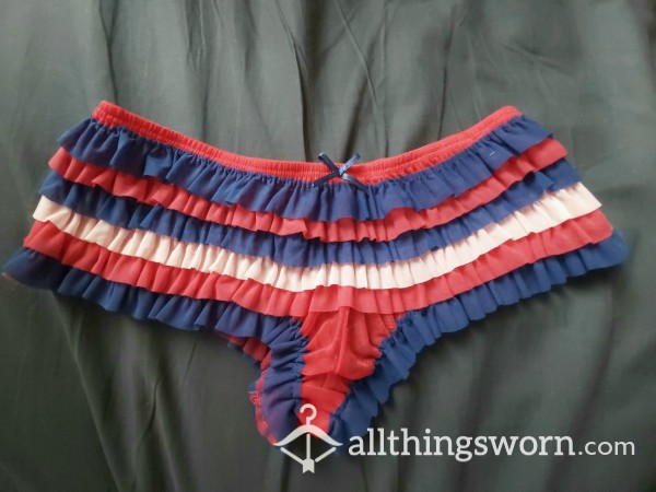 BE PATRIOTIC!!! British / USA / French Flag Bloomer Ruffle Panties Size Small