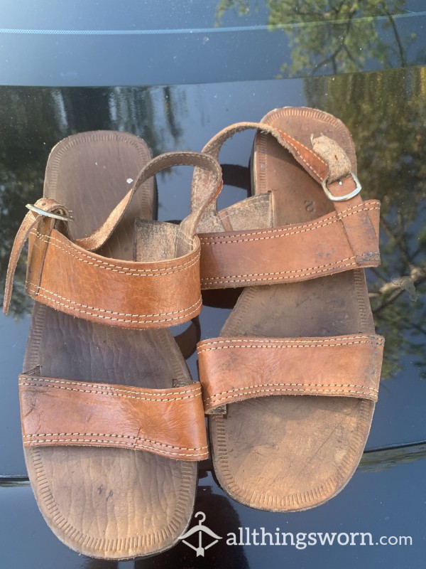 Beat Up, Very Well Worn Leather Sandals