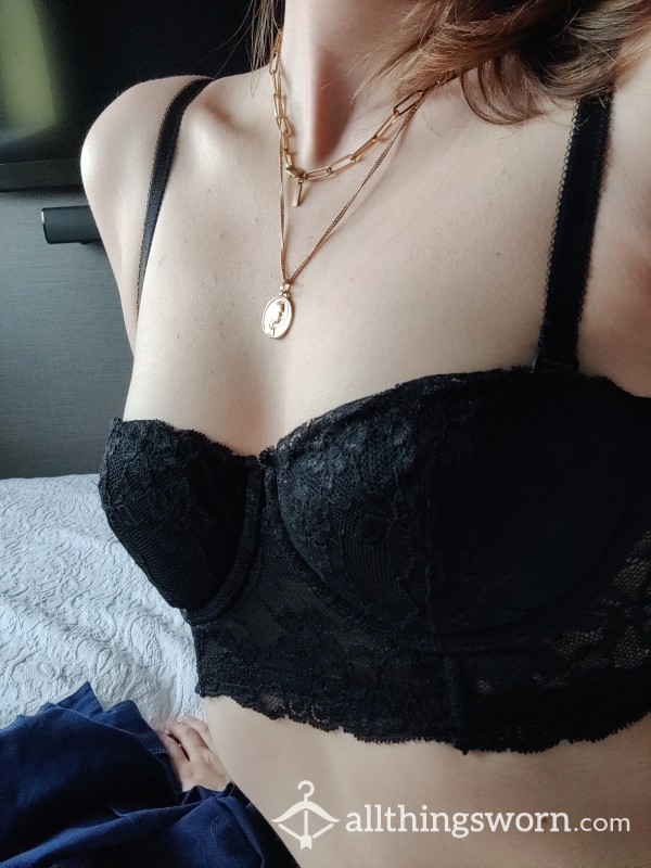 Beautiful BLACK Lace Balconette. I Will Wear This Bra During My 12-hour Shift At The Hospital.