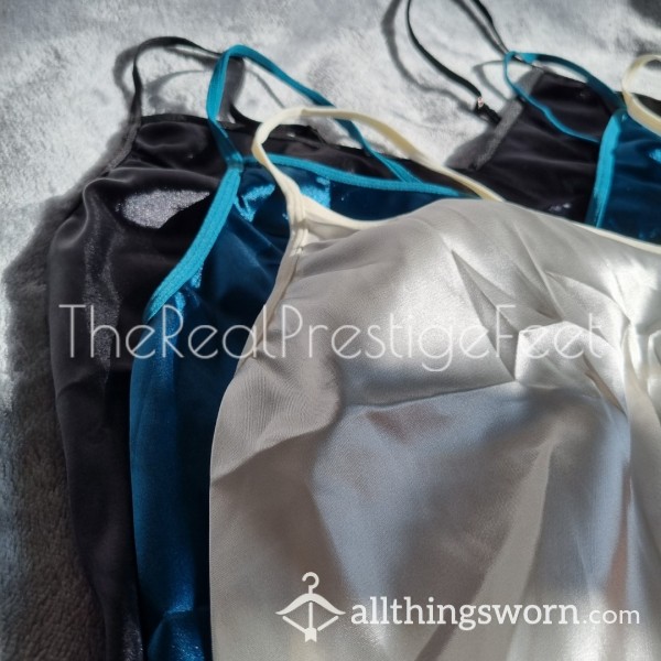 Beautiful & Sexy Silky Satin Feel Pajamas | Teal, Black & White Available | Shorts & Cami Set | Size 1XL | Standard Wear 3 Nights | Additional Days Available | From £30.00