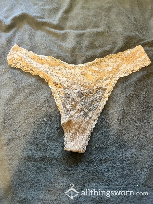 Beige Lace Thong