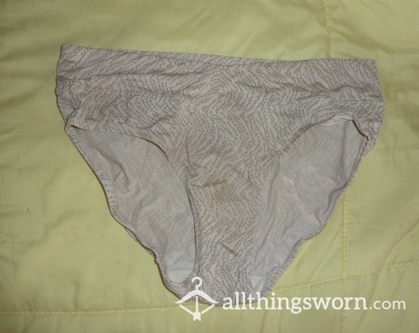 Beige Slightly Worn Stained Panties, Will Wear For YOU, Size Small, Snug Fit
