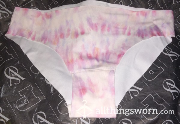 Billabong Bikini-style Panties.  Nylon/Spandex. White With Pastel Tie-dye.  Size SMALL.