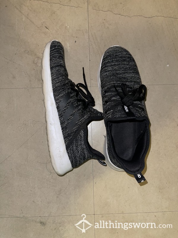 Black And Gray Addidas Gym Shoes photo